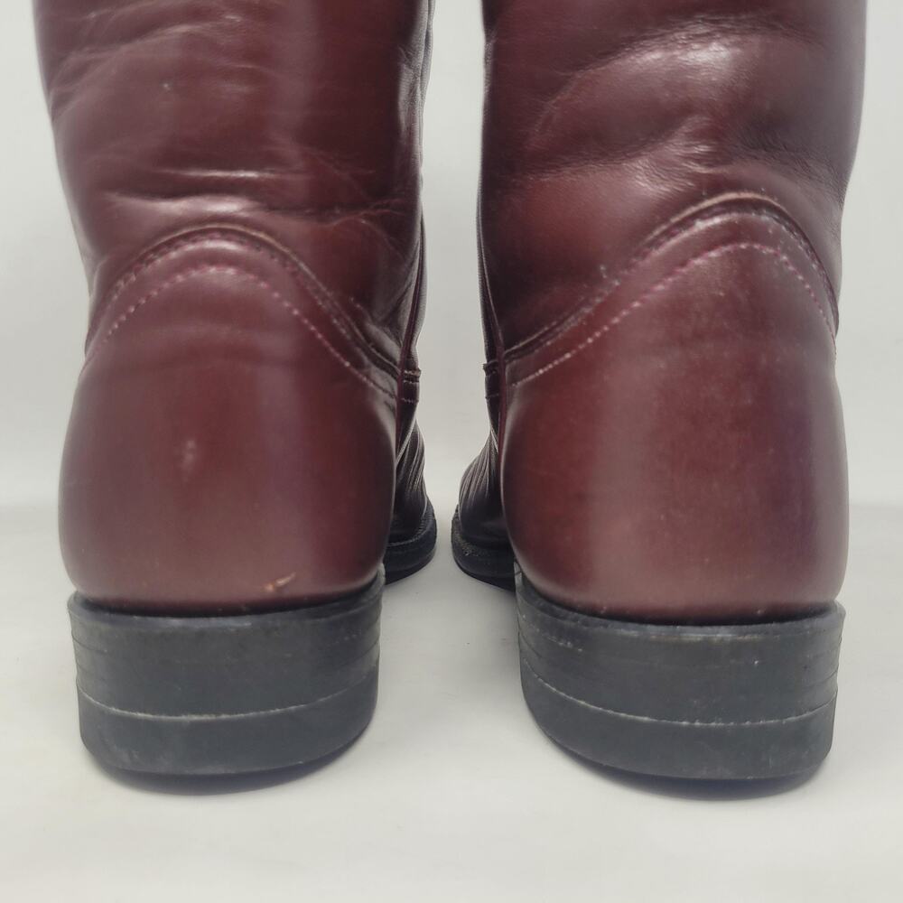 VTG Justin Boots 5B Burgundy Red Leather Western Roper Cowgirl Rodeo USA L3068 - Picture 4 of 13